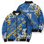Personalized Parramatta Eels Rugby Bomber Puffer Jacket Urban Street Graffiti Style - Distressed Splatter Elements