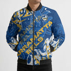Personalized Parramatta Eels Rugby Bomber Puffer Jacket Urban Street Graffiti Style - Distressed Splatter Elements