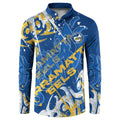 Personalized Parramatta Eels Rugby Button Sweatshirt Urban Street Graffiti Style - Distressed Splatter Elements
