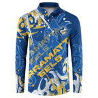 Personalized Parramatta Eels Rugby Button Sweatshirt Urban Street Graffiti Style - Distressed Splatter Elements