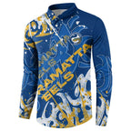 Personalized Parramatta Eels Rugby Button Sweatshirt Urban Street Graffiti Style - Distressed Splatter Elements