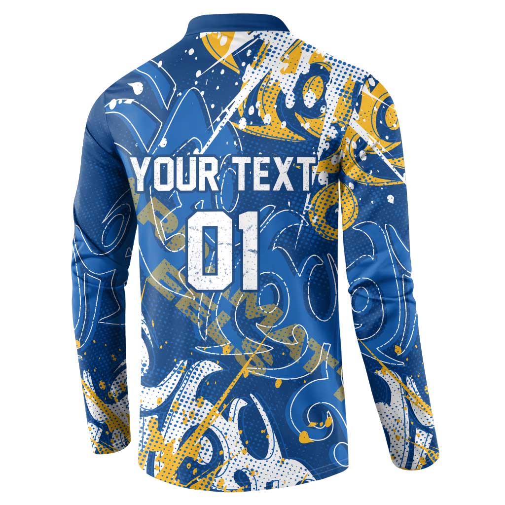 Personalized Parramatta Eels Rugby Button Sweatshirt Urban Street Graffiti Style - Distressed Splatter Elements