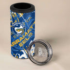 Personalized Parramatta Eels Rugby 4 in 1 Can Cooler Tumbler Urban Street Graffiti Style - Distressed Splatter Elements