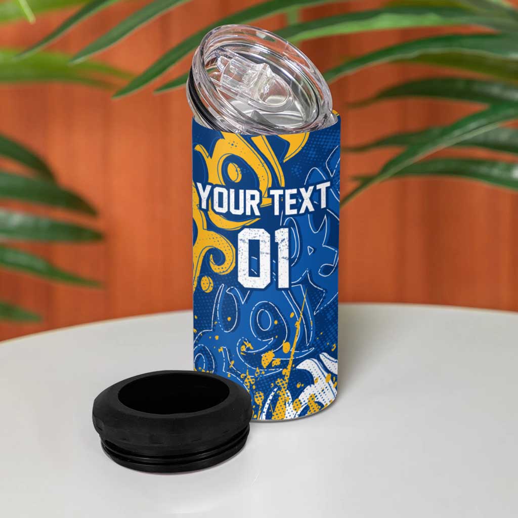 Personalized Parramatta Eels Rugby 4 in 1 Can Cooler Tumbler Urban Street Graffiti Style - Distressed Splatter Elements