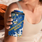 Personalized Parramatta Eels Rugby 4 in 1 Can Cooler Tumbler Urban Street Graffiti Style - Distressed Splatter Elements