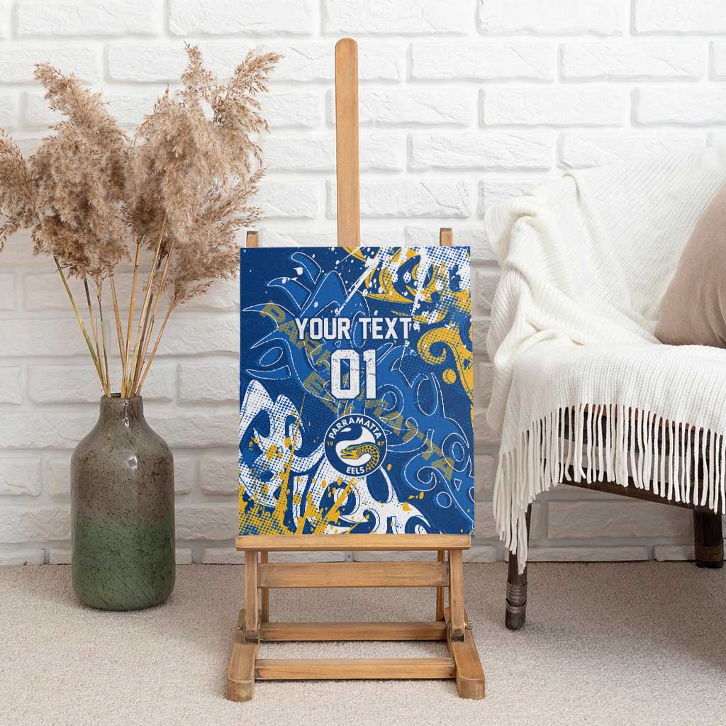Personalized Parramatta Eels Rugby Canvas Wall Art Urban Street Graffiti Style - Distressed Splatter Elements
