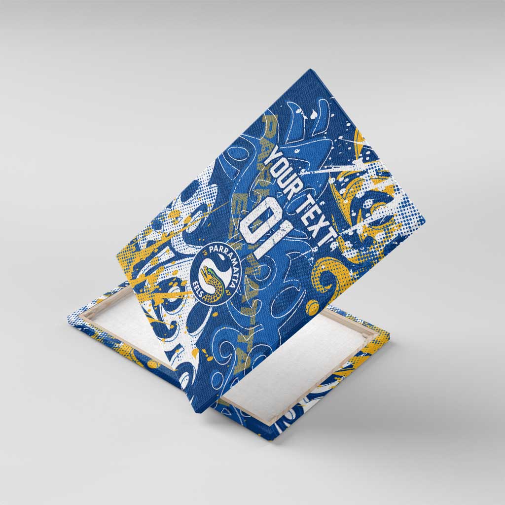 Personalized Parramatta Eels Rugby Canvas Wall Art Urban Street Graffiti Style - Distressed Splatter Elements