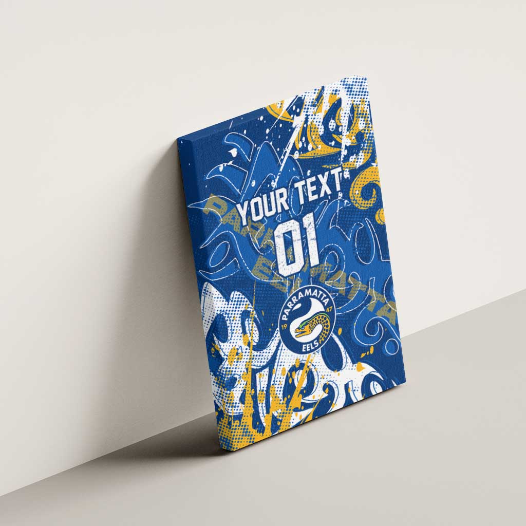 Personalized Parramatta Eels Rugby Canvas Wall Art Urban Street Graffiti Style - Distressed Splatter Elements