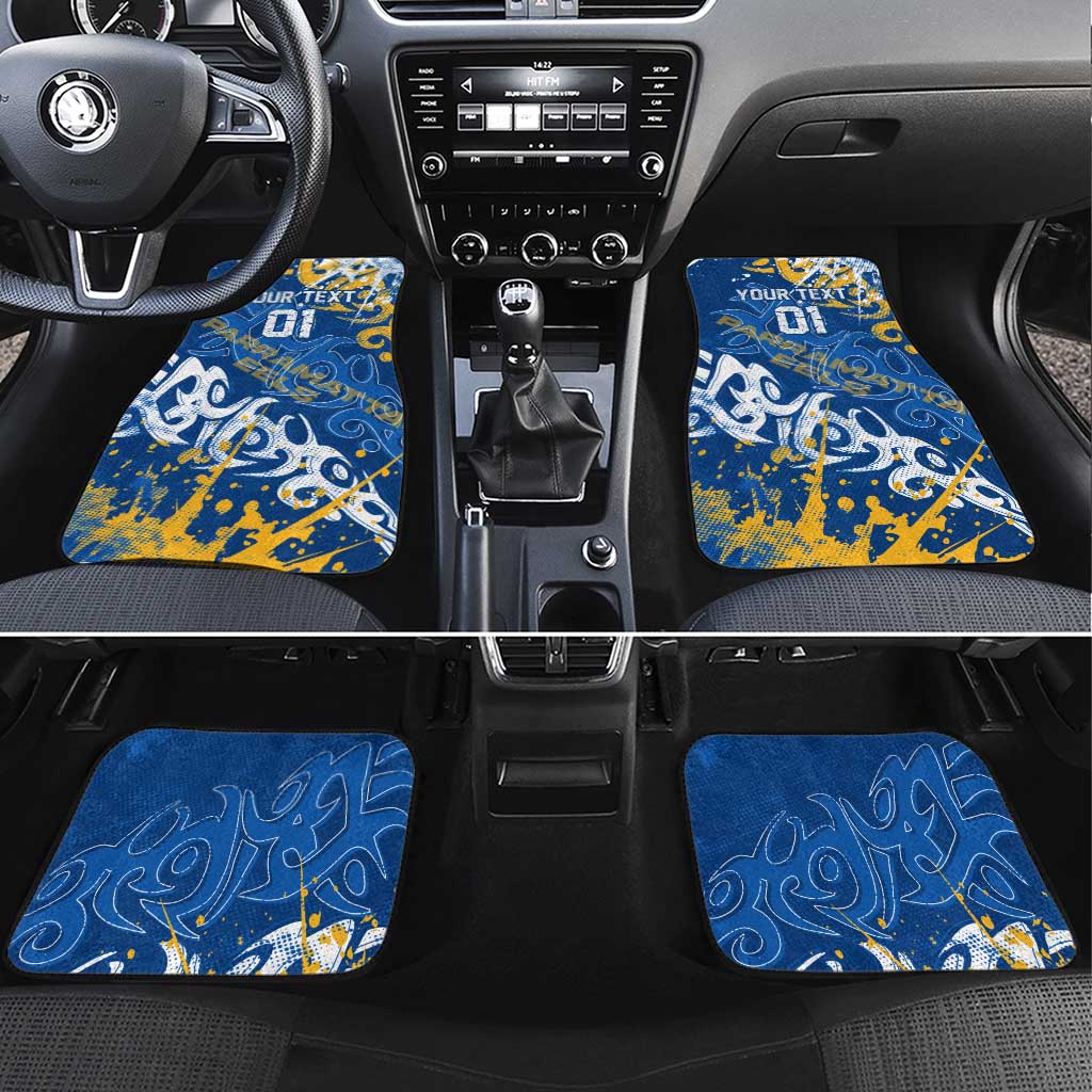 Personalized Parramatta Eels Rugby Car Mats Urban Street Graffiti Style - Distressed Splatter Elements