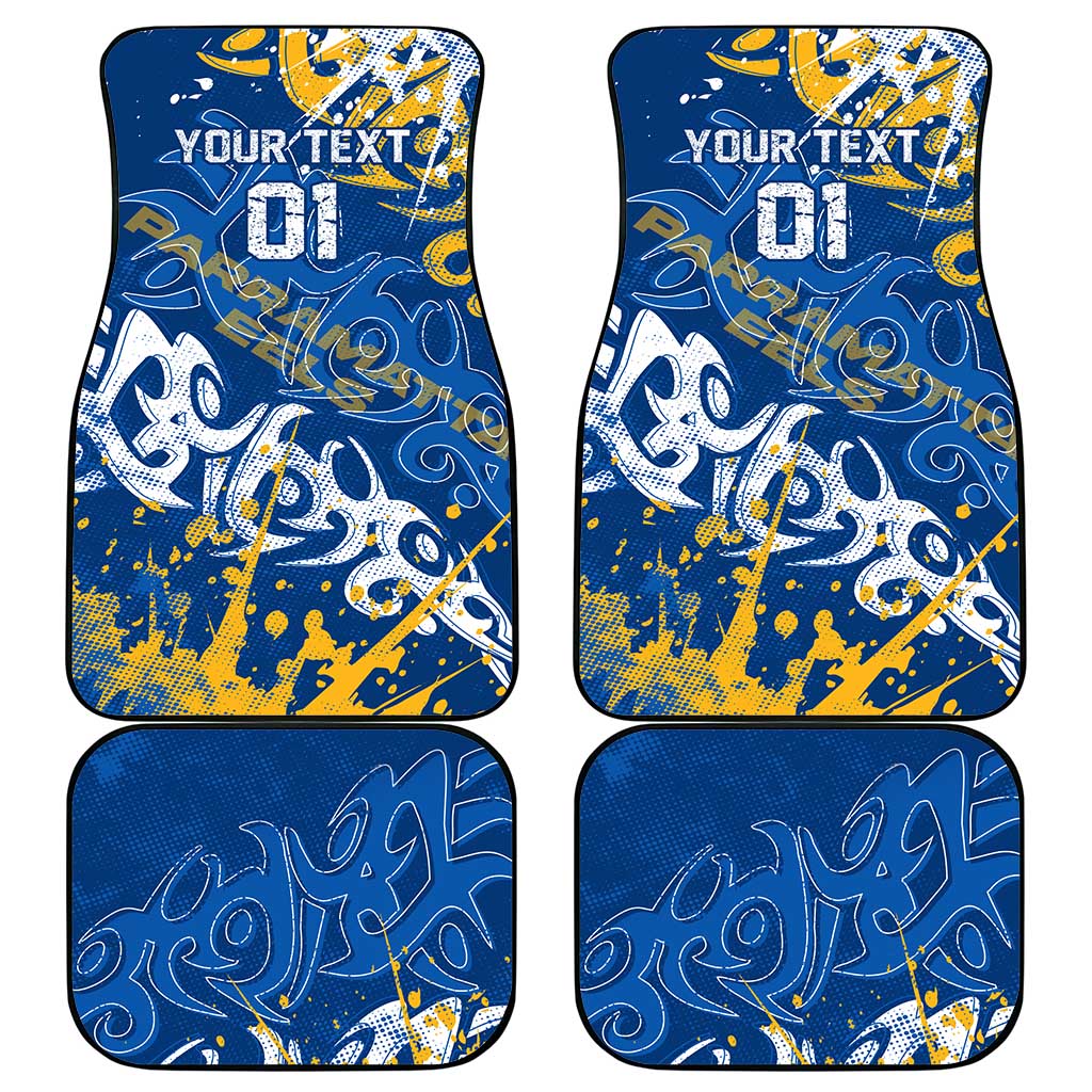 Personalized Parramatta Eels Rugby Car Mats Urban Street Graffiti Style - Distressed Splatter Elements