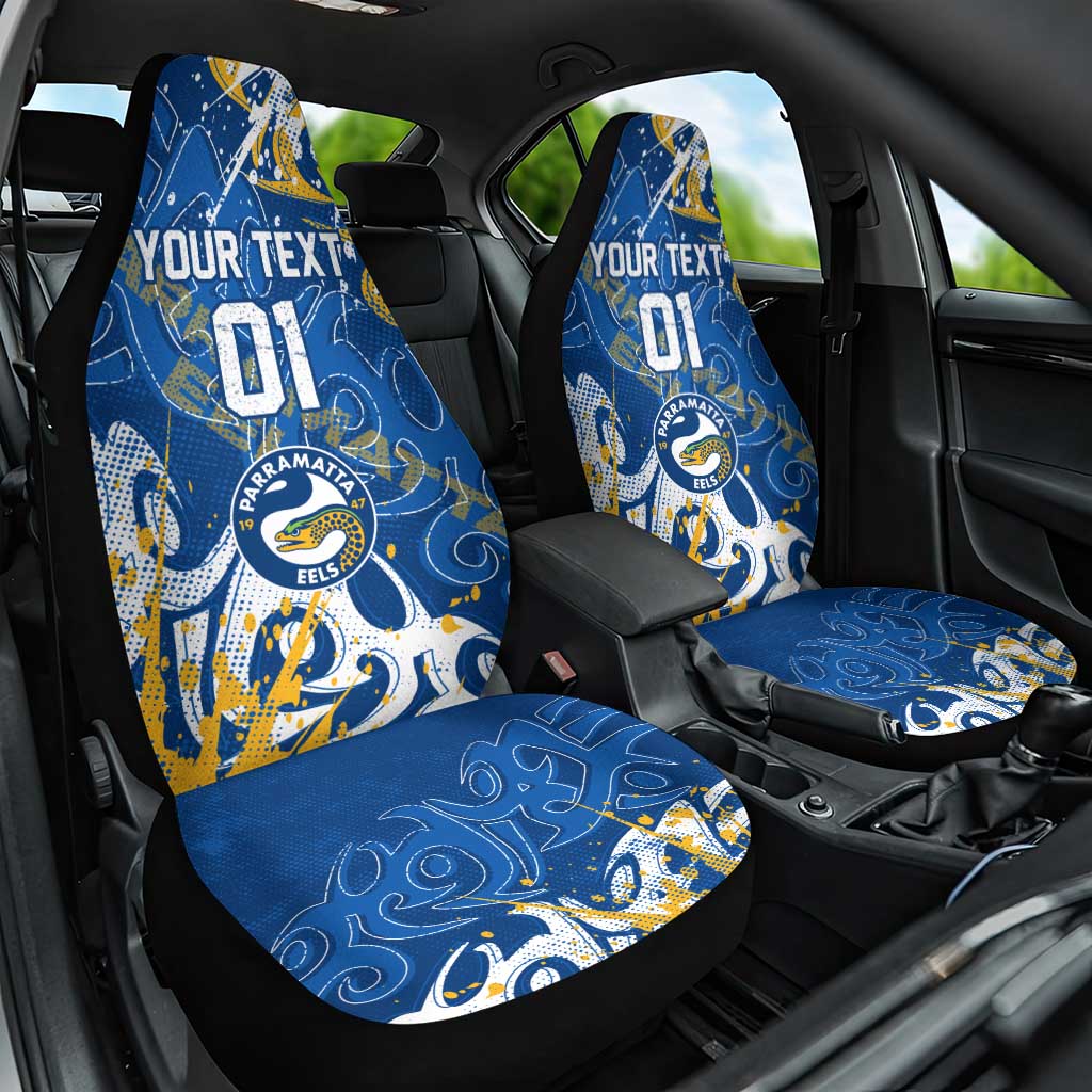 Personalized Parramatta Eels Rugby Car Seat Cover Urban Street Graffiti Style - Distressed Splatter Elements