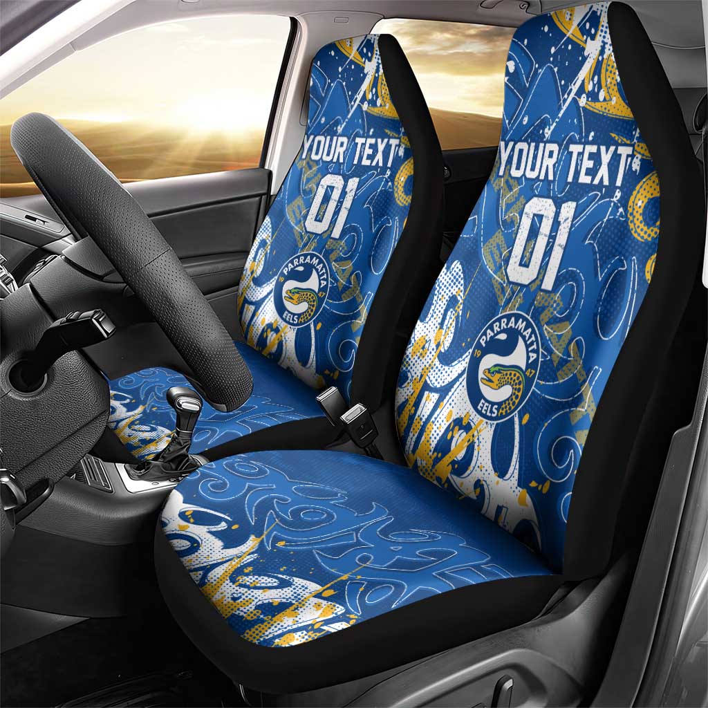 Personalized Parramatta Eels Rugby Car Seat Cover Urban Street Graffiti Style - Distressed Splatter Elements
