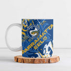 Personalized Parramatta Eels Rugby Ceramic Mug Urban Street Graffiti Style - Distressed Splatter Elements