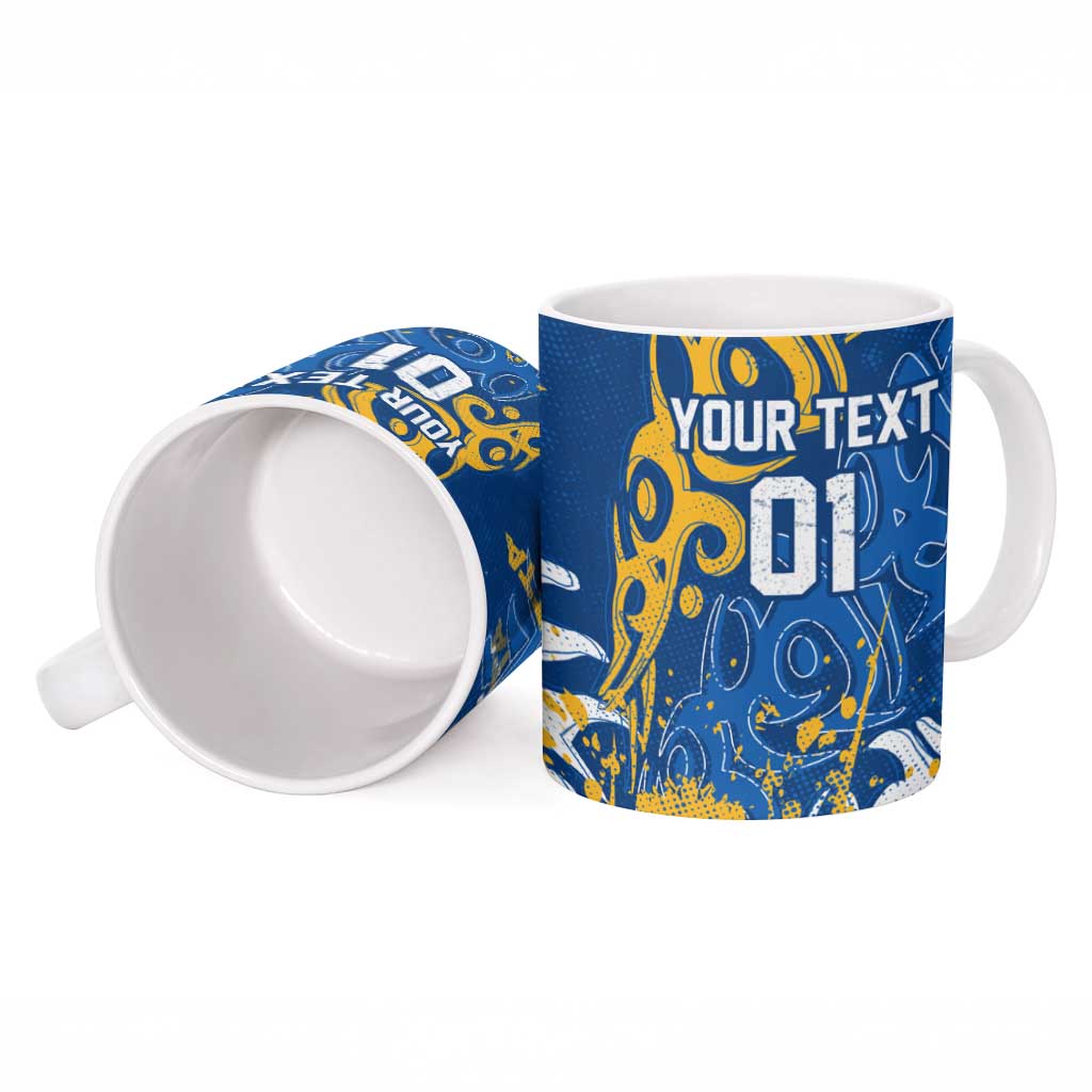 Personalized Parramatta Eels Rugby Ceramic Mug Urban Street Graffiti Style - Distressed Splatter Elements
