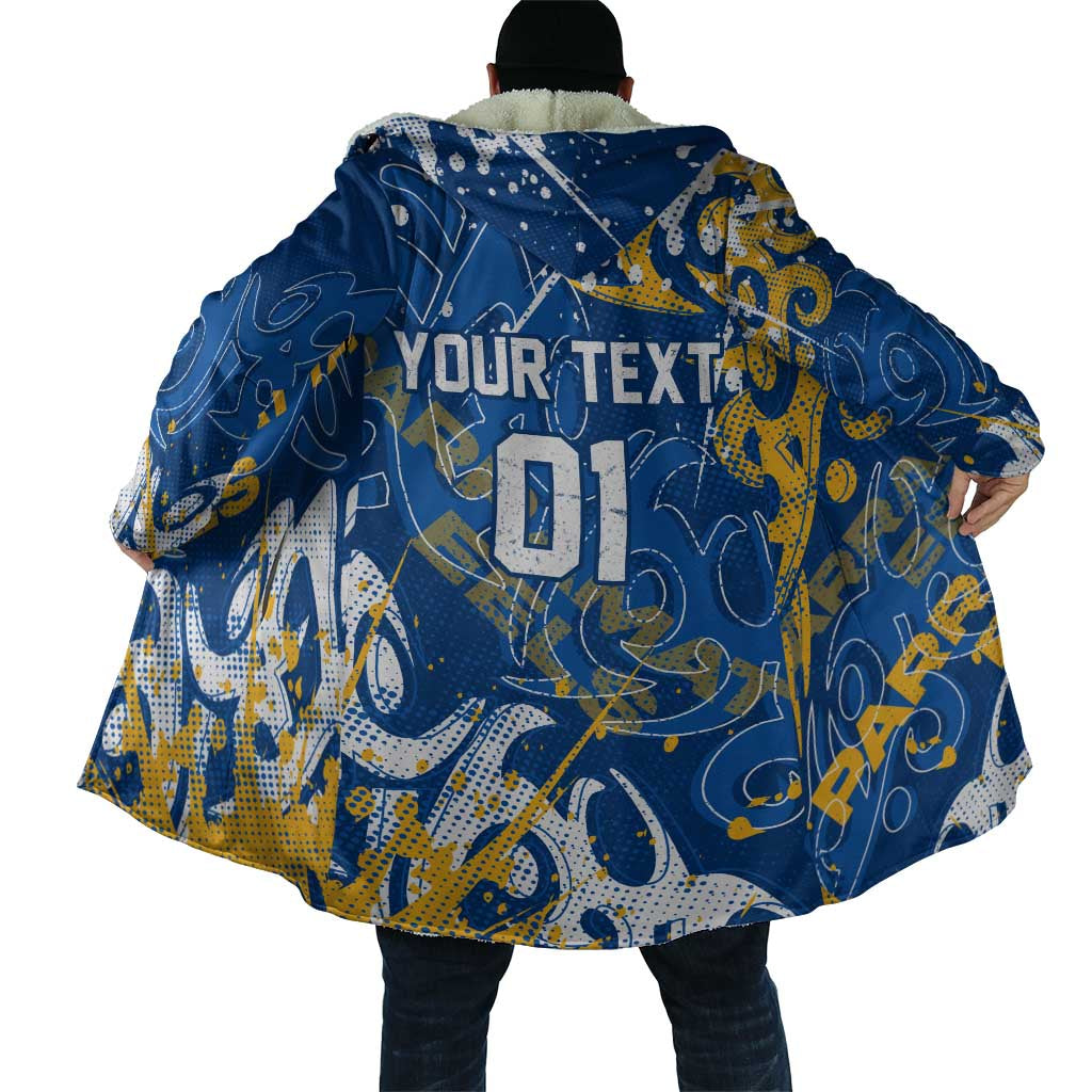 Personalized Parramatta Eels Rugby Cloak Urban Street Graffiti Style - Distressed Splatter Elements