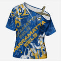 Personalized Parramatta Eels Rugby Cross Shoulder Shirt Urban Street Graffiti Style - Distressed Splatter Elements