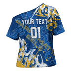 Personalized Parramatta Eels Rugby Cross Shoulder Shirt Urban Street Graffiti Style - Distressed Splatter Elements