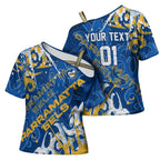 Personalized Parramatta Eels Rugby Cross Shoulder Shirt Urban Street Graffiti Style - Distressed Splatter Elements