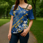Personalized Parramatta Eels Rugby Cross Shoulder Shirt Urban Street Graffiti Style - Distressed Splatter Elements