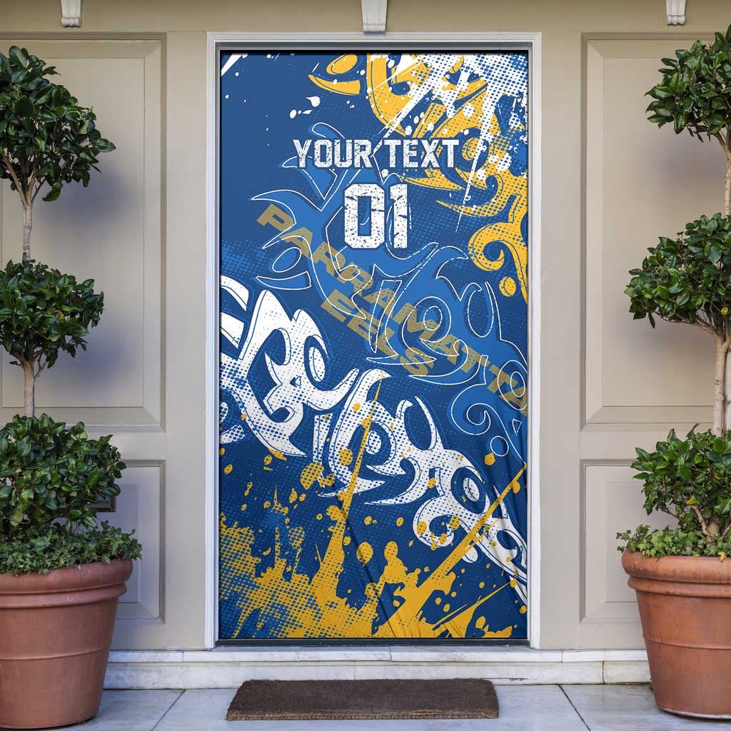 Personalized Parramatta Eels Rugby Door Cover Urban Street Graffiti Style - Distressed Splatter Elements
