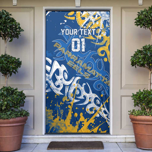 Personalized Parramatta Eels Rugby Door Cover Urban Street Graffiti Style - Distressed Splatter Elements