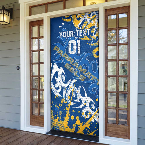 Personalized Parramatta Eels Rugby Door Cover Urban Street Graffiti Style - Distressed Splatter Elements