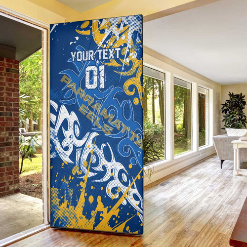 Personalized Parramatta Eels Rugby Door Cover Urban Street Graffiti Style - Distressed Splatter Elements