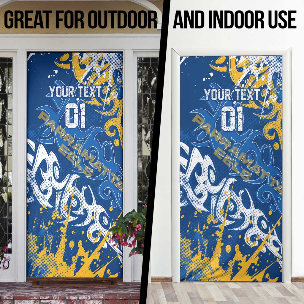 Personalized Parramatta Eels Rugby Door Cover Urban Street Graffiti Style - Distressed Splatter Elements