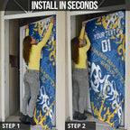 Personalized Parramatta Eels Rugby Door Cover Urban Street Graffiti Style - Distressed Splatter Elements