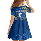 Personalized Parramatta Eels Rugby Family Matching Long Sleeve Bodycon Dress and Hawaiian Shirt Urban Street Graffiti Style - Distressed Splatter Elements