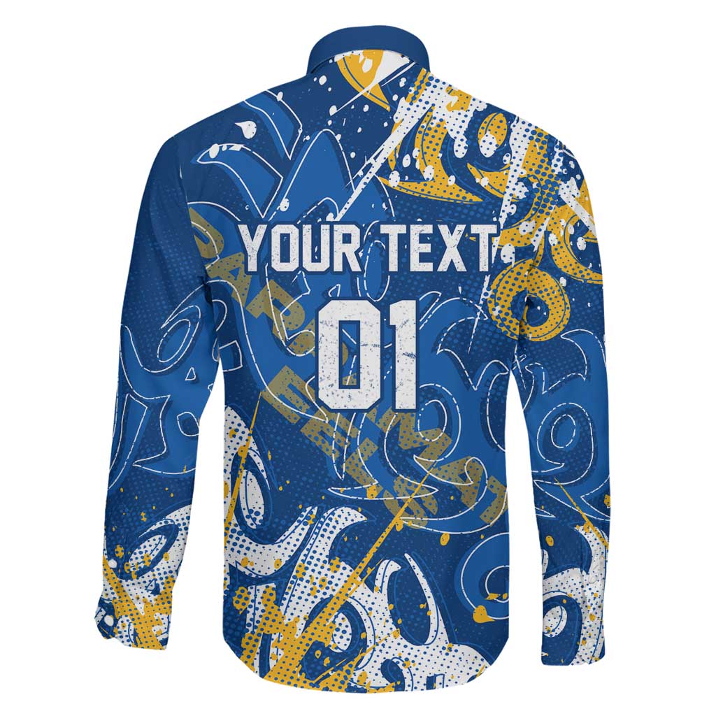 Personalized Parramatta Eels Rugby Family Matching Off Shoulder Maxi Dress and Hawaiian Shirt Urban Street Graffiti Style - Distressed Splatter Elements