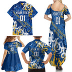Personalized Parramatta Eels Rugby Family Matching Summer Maxi Dress and Hawaiian Shirt Urban Street Graffiti Style - Distressed Splatter Elements