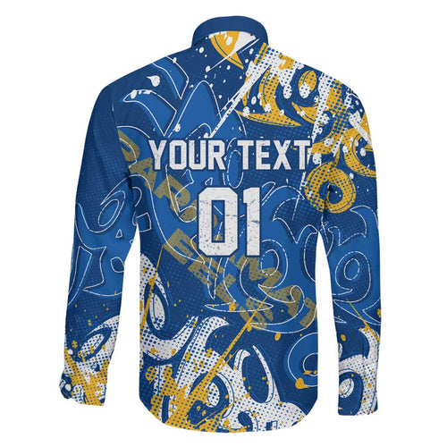 Personalized Parramatta Eels Rugby Family Matching Summer Maxi Dress and Hawaiian Shirt Urban Street Graffiti Style - Distressed Splatter Elements