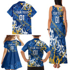 Personalized Parramatta Eels Rugby Family Matching Tank Maxi Dress and Hawaiian Shirt Urban Street Graffiti Style - Distressed Splatter Elements