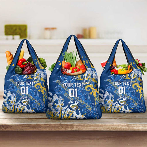 Personalized Parramatta Eels Rugby Grocery Bag Urban Street Graffiti Style - Distressed Splatter Elements