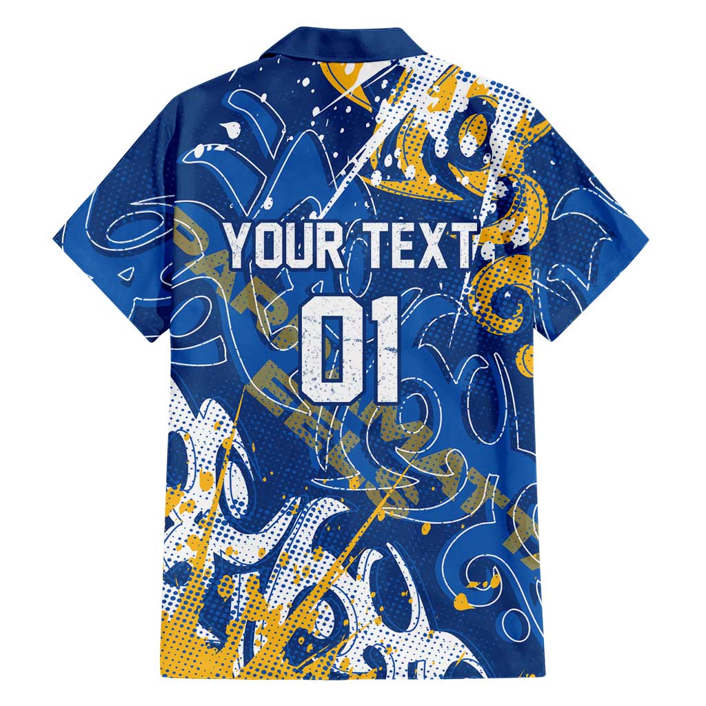 Personalized Parramatta Eels Rugby Hawaiian Shirt Urban Street Graffiti Style - Distressed Splatter Elements