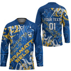 Personalized Parramatta Eels Rugby Hockey Jersey Urban Street Graffiti Style - Distressed Splatter Elements