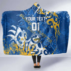 Personalized Parramatta Eels Rugby Hooded Blanket Urban Street Graffiti Style - Distressed Splatter Elements