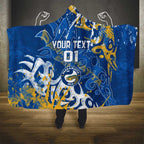 Personalized Parramatta Eels Rugby Hooded Blanket Urban Street Graffiti Style - Distressed Splatter Elements