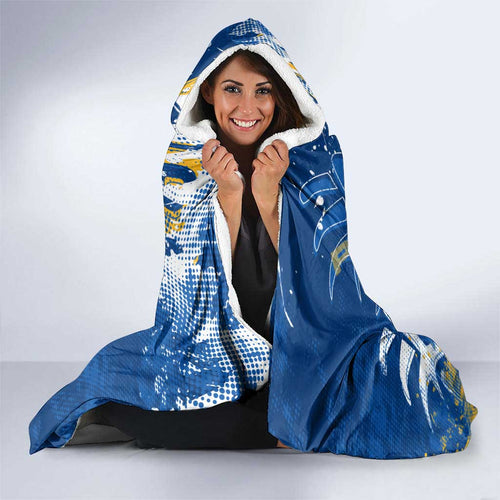 Personalized Parramatta Eels Rugby Hooded Blanket Urban Street Graffiti Style - Distressed Splatter Elements