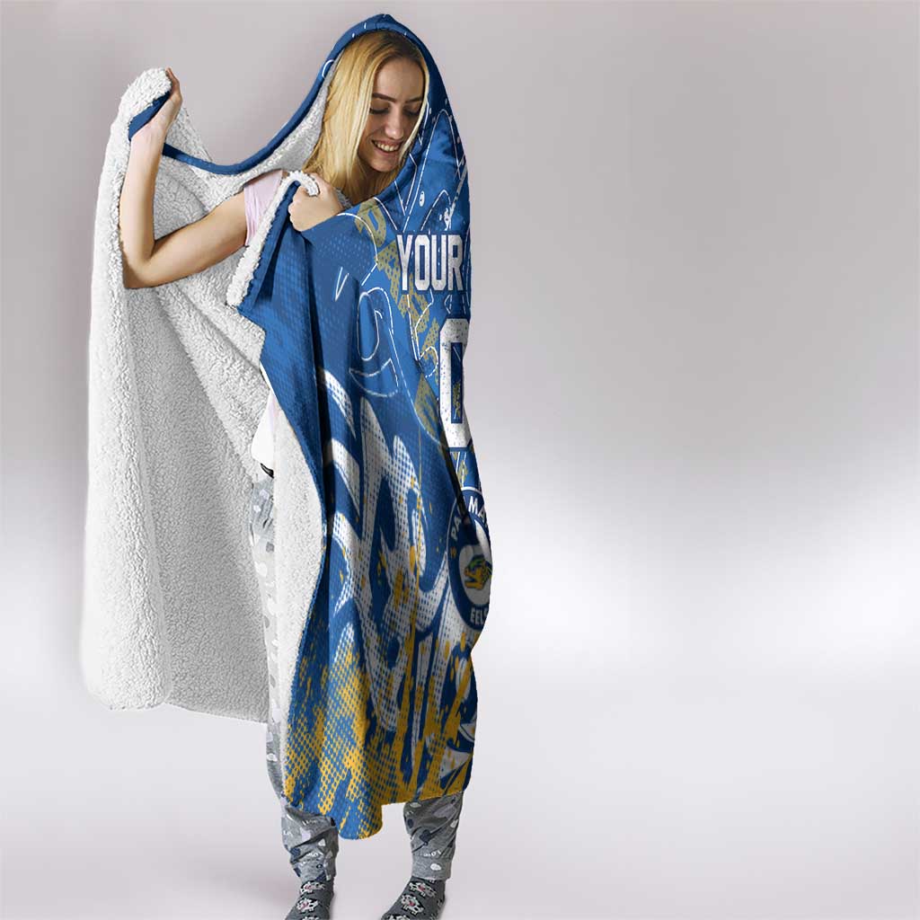 Personalized Parramatta Eels Rugby Hooded Blanket Urban Street Graffiti Style - Distressed Splatter Elements