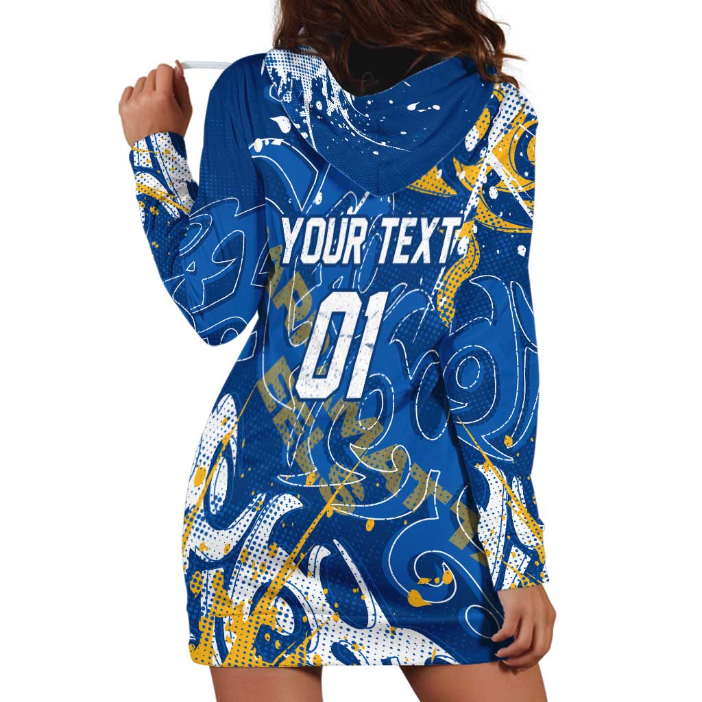 Personalized Parramatta Eels Rugby Hoodie Dress Urban Street Graffiti Style - Distressed Splatter Elements