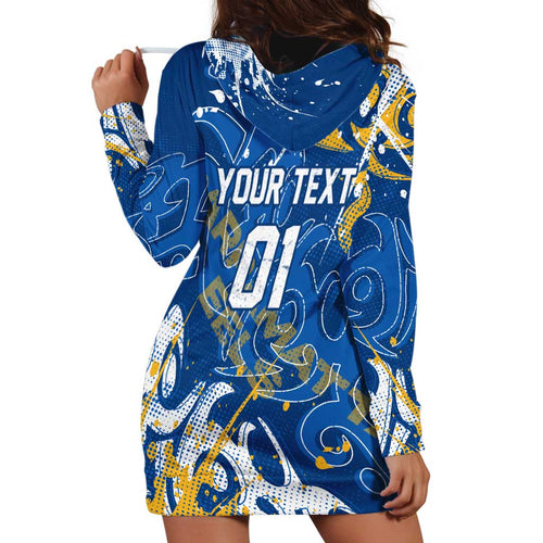 Personalized Parramatta Eels Rugby Hoodie Dress Urban Street Graffiti Style - Distressed Splatter Elements