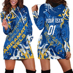 Personalized Parramatta Eels Rugby Hoodie Dress Urban Street Graffiti Style - Distressed Splatter Elements
