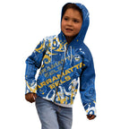 Personalized Parramatta Eels Rugby Kid Hoodie Urban Street Graffiti Style - Distressed Splatter Elements