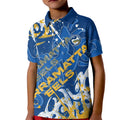 Personalized Parramatta Eels Rugby Kid Polo Shirt Urban Street Graffiti Style - Distressed Splatter Elements