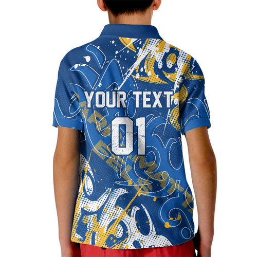Personalized Parramatta Eels Rugby Kid Polo Shirt Urban Street Graffiti Style - Distressed Splatter Elements