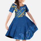 Personalized Parramatta Eels Rugby Kid Short Sleeve Dress Urban Street Graffiti Style - Distressed Splatter Elements