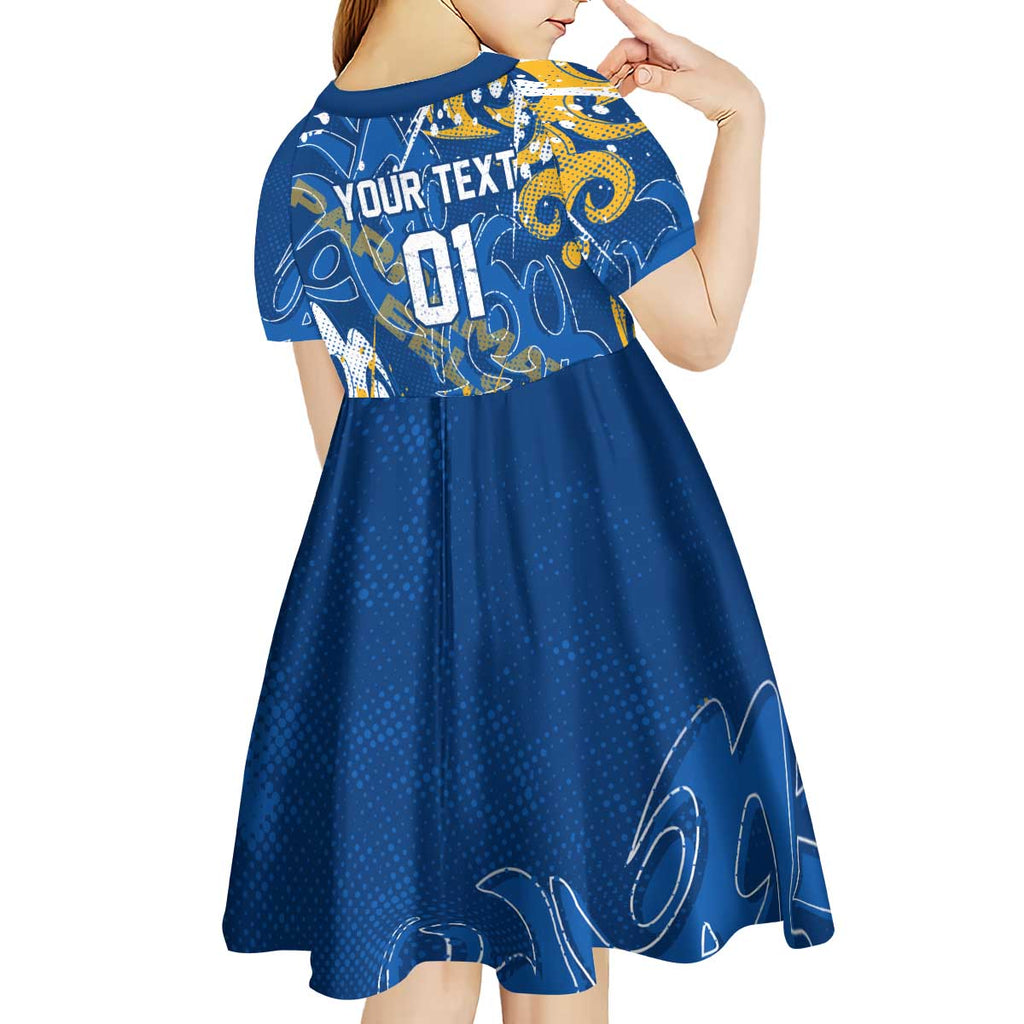 Personalized Parramatta Eels Rugby Kid Short Sleeve Dress Urban Street Graffiti Style - Distressed Splatter Elements