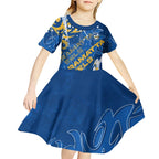 Personalized Parramatta Eels Rugby Kid Short Sleeve Dress Urban Street Graffiti Style - Distressed Splatter Elements